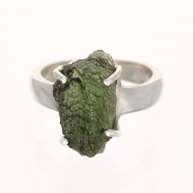 Real Moldavite Silver Ring Size 7 ½