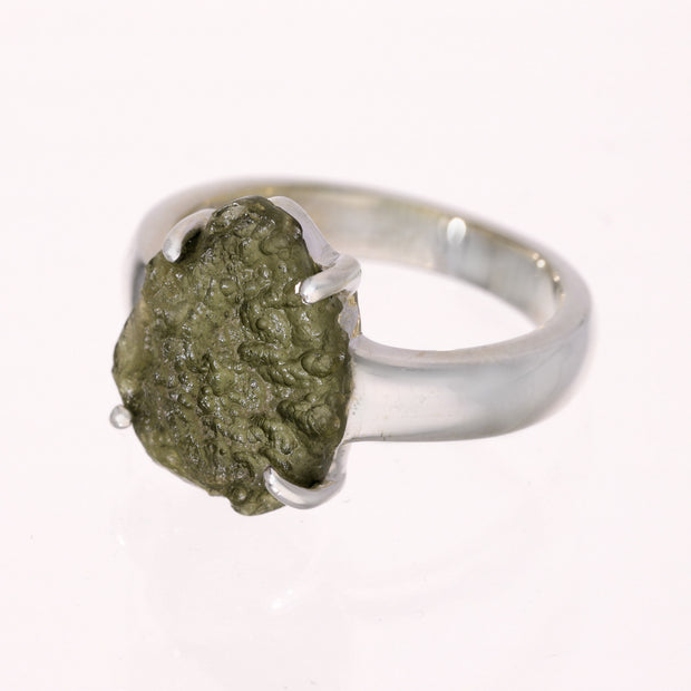 Unique Genuine Moldavite Ring Size 8