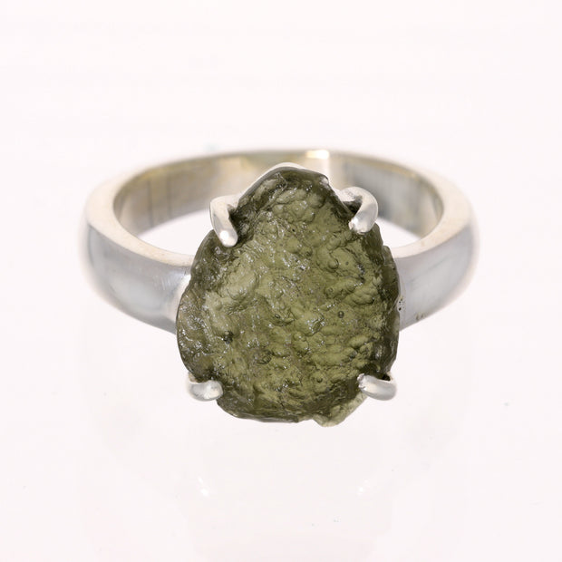 Unique Genuine Moldavite Ring Size 8