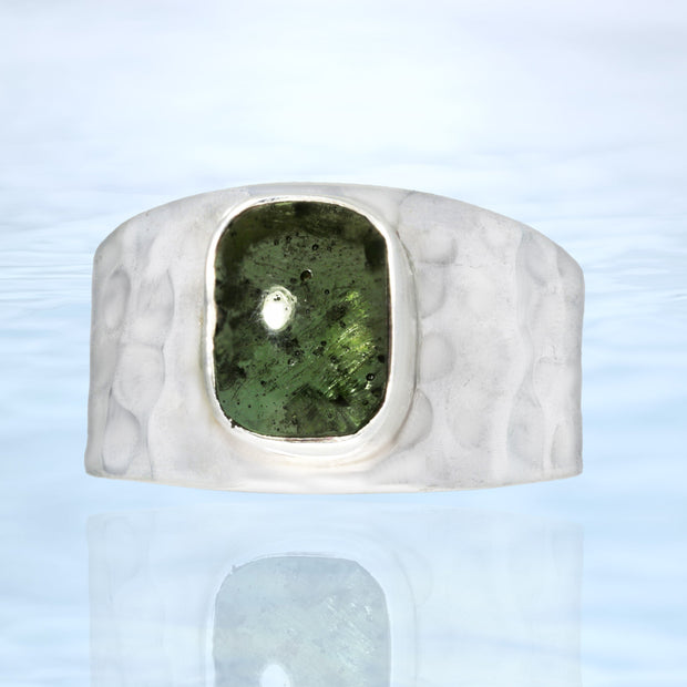 Polished Genuine Moldavite Ring Size 10