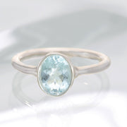 Aquamarine Sterling Silver Ring Size 7 ½