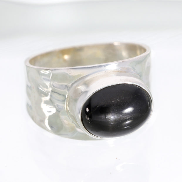 Black Star Dioptase Silver Ring Size 6