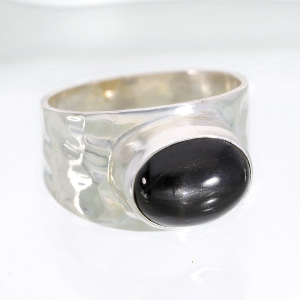 Black Star Dioptase Silver Ring Size 8