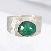 Emerald Sterling Silver Ring Size 7