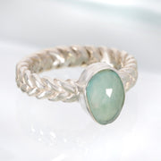 Aqua Chalcedony Sterling Silver Ring Size 8