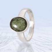 Polished Genuine Moldavite Ring Size 8 1/2
