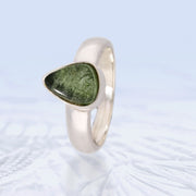 Polished Genuine Moldavite Ring Size 6