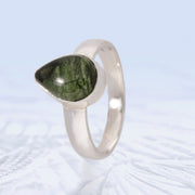 Polished Genuine Moldavite Ring Size 8 1/2