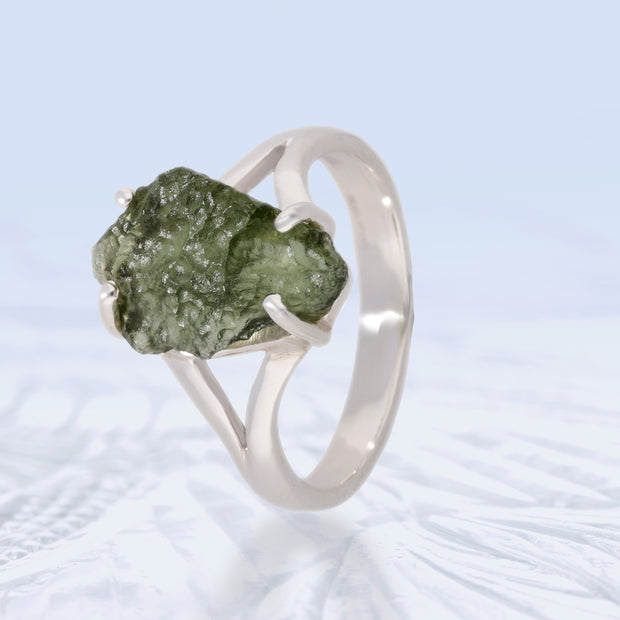 Real Genuine Moldavite Ring Size 8