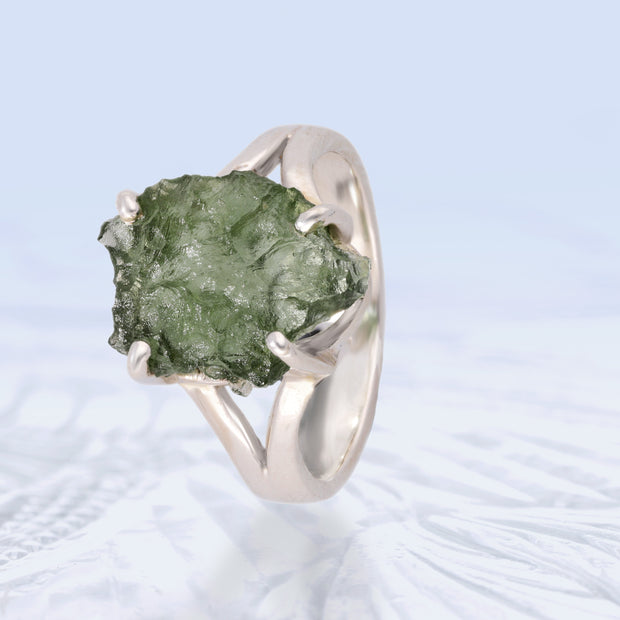 Rare Genuine Moldavite Ring Size 6
