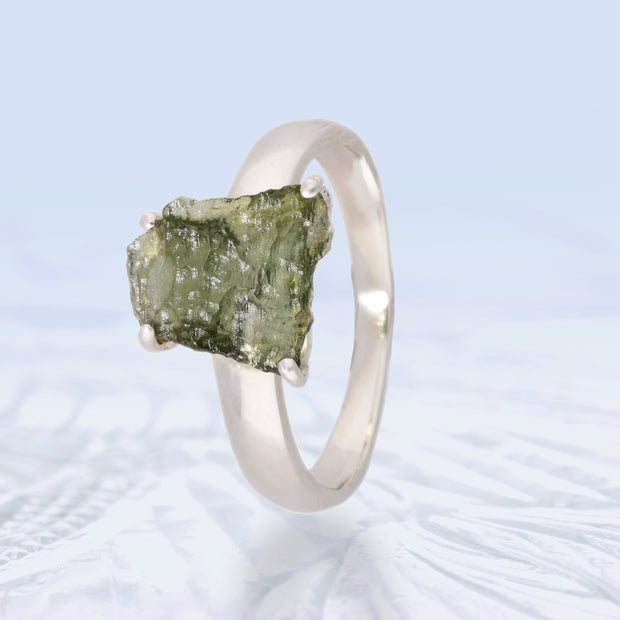 Natural Genuine Moldavite Ring Size 12