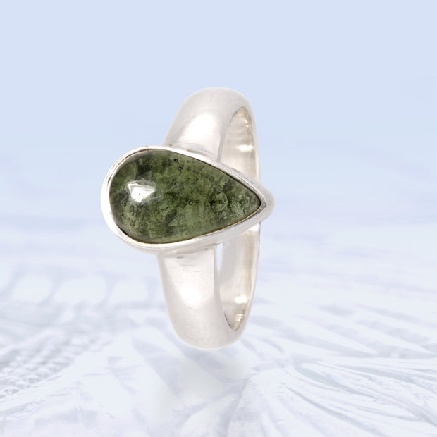 Genuine Czech Moldavite Ring Size 6