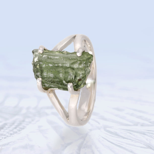 Rare Czech Moldavite Ring Size 6