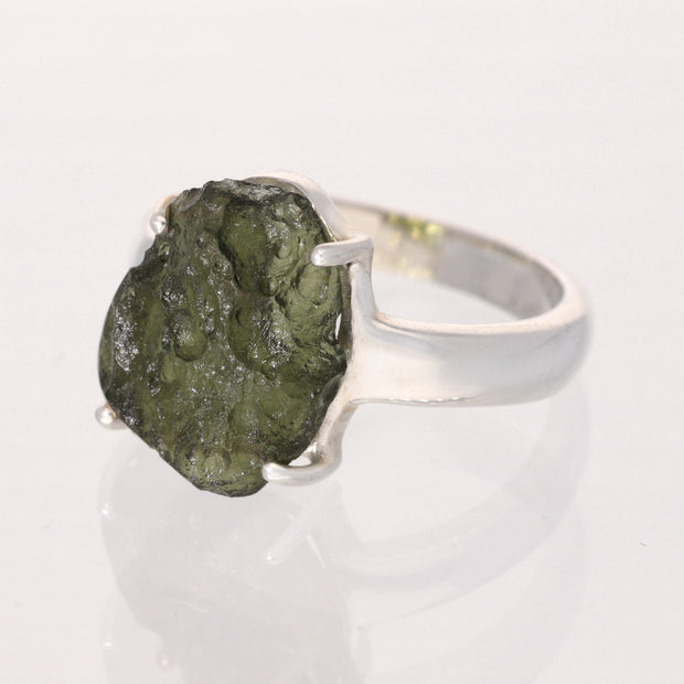 Natural Genuine Moldavite Ring Size 10