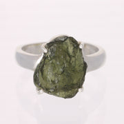 Natural Genuine Moldavite Ring Size 10