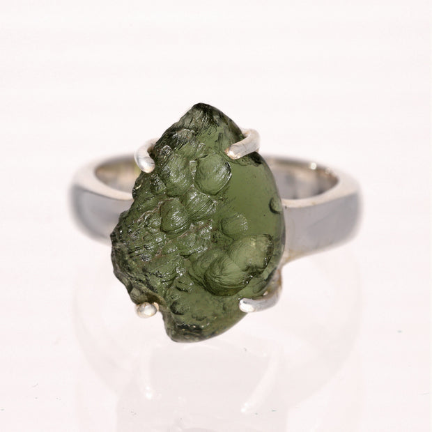 Natural Real Moldavite Ring Size 8
