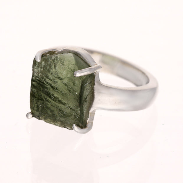 Genuine Real Moldavite Ring Size 6 ½