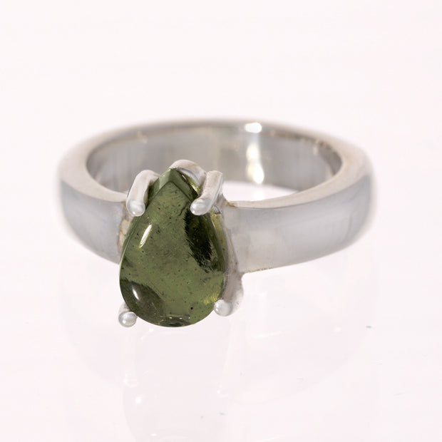 Polished Genuine Moldavite Ring Size 7