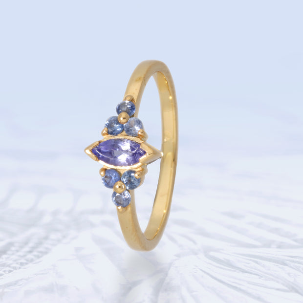 Tanzanite & Kyanite Gold Plated Ring Size 7
