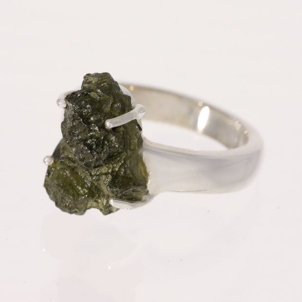 Real Moldavite Silver Ring Size 6