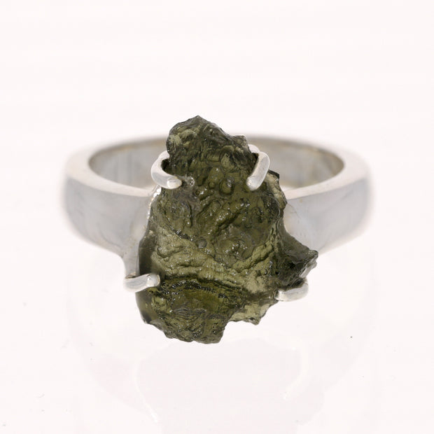 Real Moldavite Silver Ring Size 6