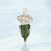 Quartz & Raw Moldavite Pendant