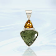 Sparkling Citrine & Real Moldavite Pendant