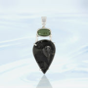 Moldavite & Black Tourmaline Pendant