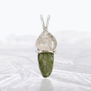 Quartz Crystal & Moldavite Gemstone Pendant
