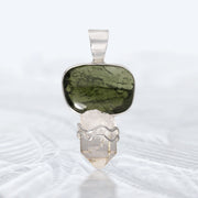 Unique Moldavite & Quartz Pendant