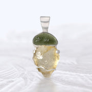 Moldavite & Libyan Desert Glass Pendant