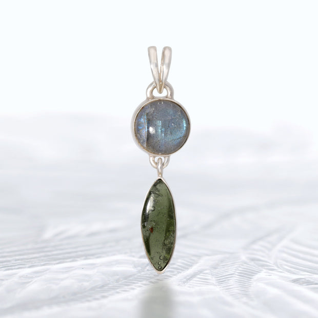 Labradorite & Genuine Moldavite Pendant