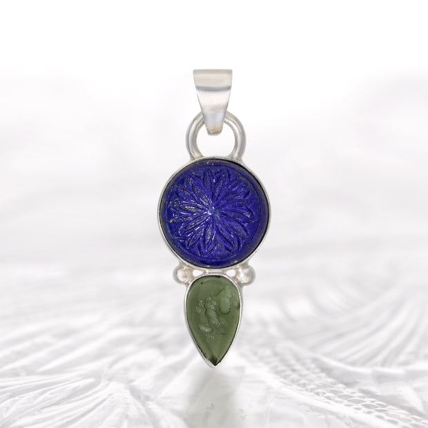 Lapis Lazuli & Moldavite Pendant