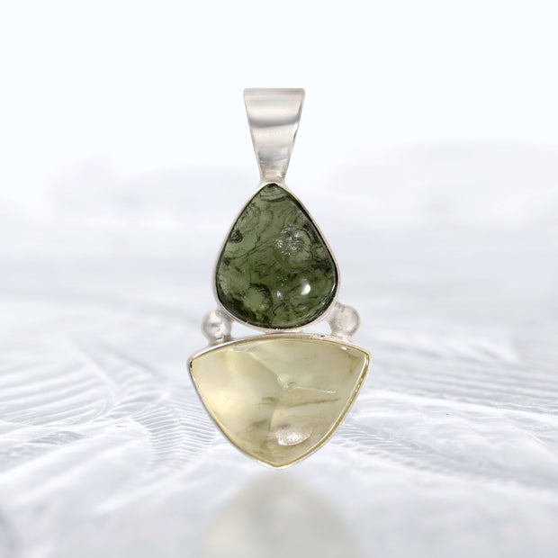 Czech Moldavite & Libyan Tektite Pendant