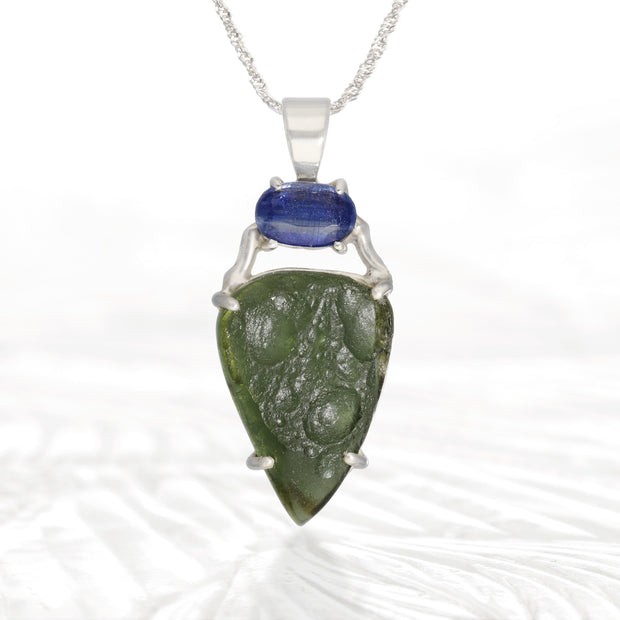 Kyanite & Genuine Moldavite Pendant