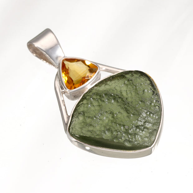 Citrine & Real Moldavite Pendant