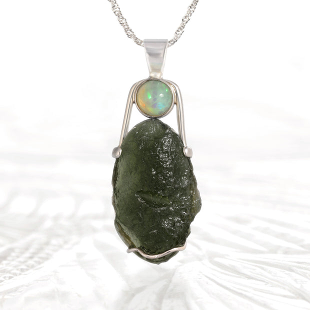 Welo Opal & Real Moldavite Pendant