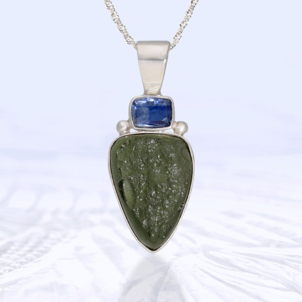 Kyanite & Genuine moldavite Pendant