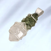 Genuine Moldavite & Quartz Pendant