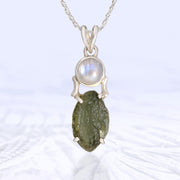 Moonstone & Czech Moldavite Pendant