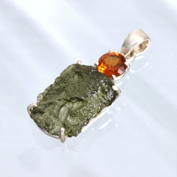 Brandy Citrine & Genuine Moldavite Pendant