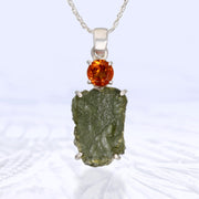 Brandy Citrine & Genuine Moldavite Pendant