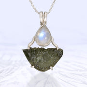 Moonstone & Genuine Moldavite Sterling Silver