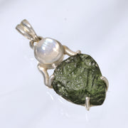 Moonstone & Czech Moldavite Pendant