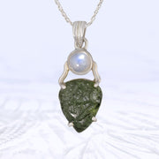 Moonstone & Czech Moldavite Pendant