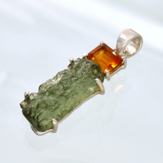 Citrine & Genuine Moldavite Pendant