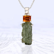 Citrine & Genuine Moldavite Pendant