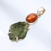 Sunstone & Real Moldavite Pendant