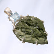 Large Aquamarine & Real Moldavite Pendant