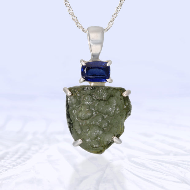 Kyanite & Genuine Moldavite Pendant